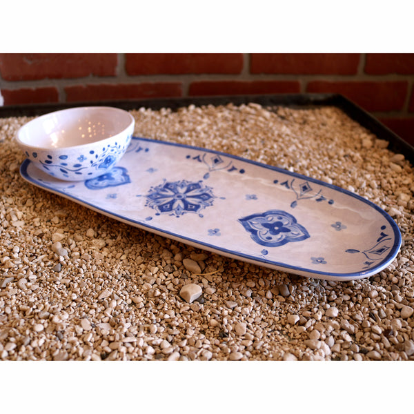 Bowl and Tray Set- Moroccan Blue