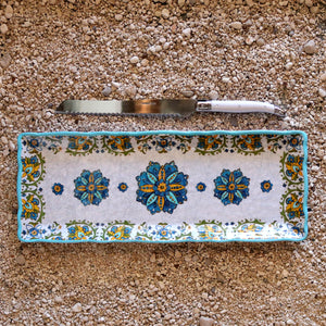Baguette Tray and Bread Knife Set- Allegra Turquoise