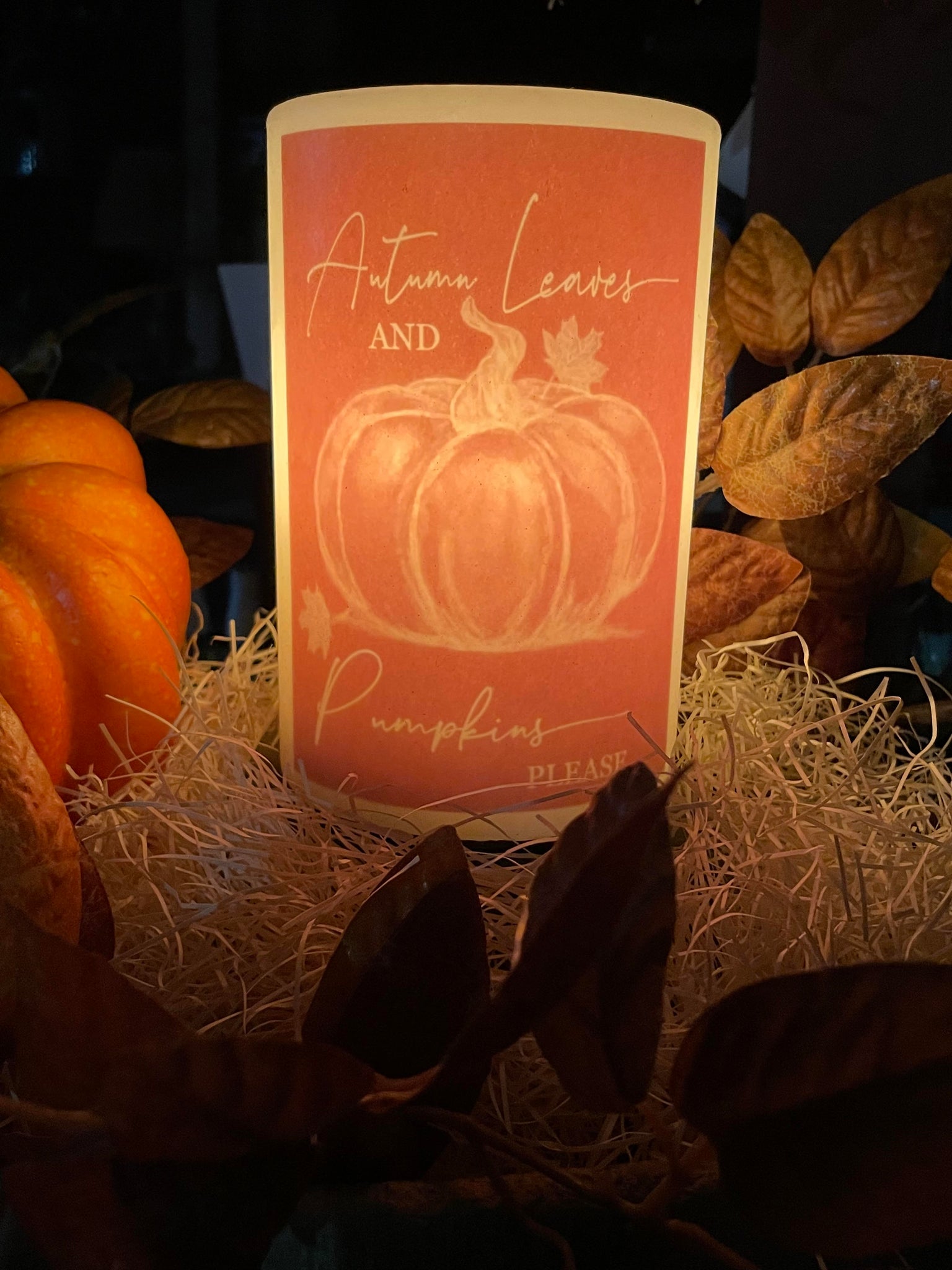 Candle Sleeve - Autumn Leaves Pumpkin