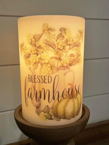 Candle Sleeve - Blessed Farmhouse Hydrangea