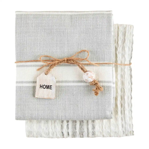 Towels - Gray Waffle Cotton